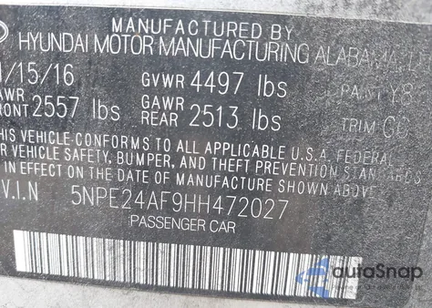 2017 Hyundai Sonata from USA, damaged, VIN 5NPE24AF9HH472027